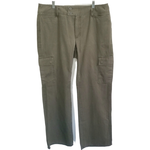 NWT Women Venezia Str. Leg Cargo Khakis Side Stripe Mid-Rise Pant Olive Green 16 - Picture 1 of 5
